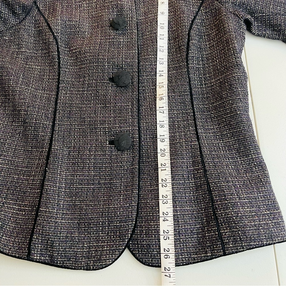 Dana Buchman Faux Fur Neckline Tweed Blazer Jacket Size 12 Multi Color - Picture 9 of 10